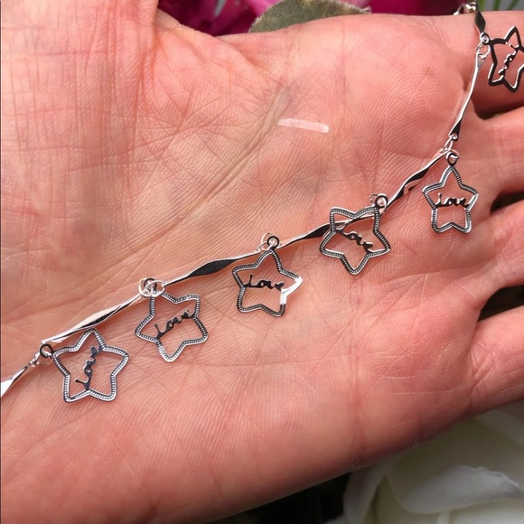 New! 925 stamped sterling silver heart bracelet - Picture 3 of 5